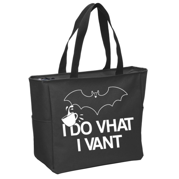 I Do What I Vant (Want) Funny Bat Vampire Zip Tote Bag