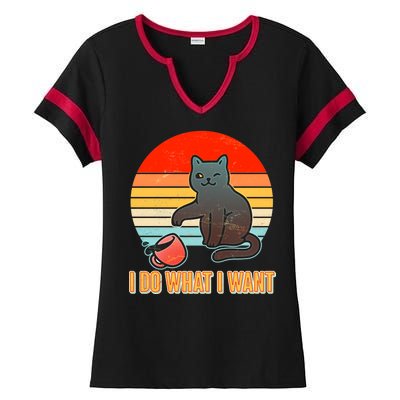 I Do What I Want Bad Cat Ladies Halftime Notch Neck Tee