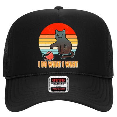 I Do What I Want Bad Cat High Crown Mesh Back Trucker Hat