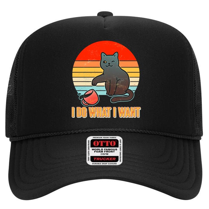 I Do What I Want Bad Cat High Crown Mesh Back Trucker Hat