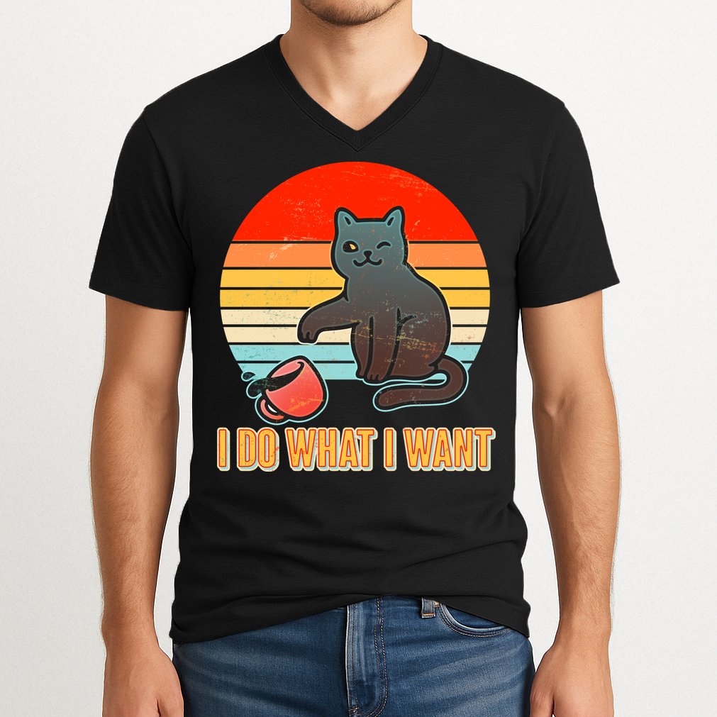 I Do What I Want Bad Cat V-Neck T-Shirt