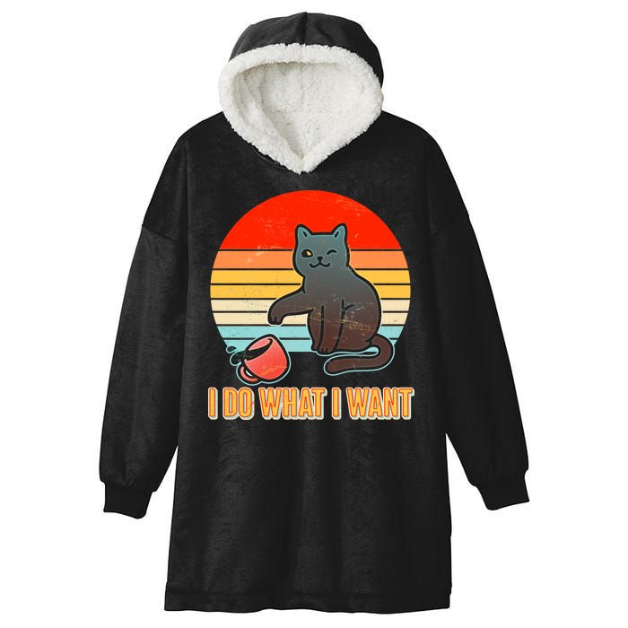 I Do What I Want Bad Cat Hooded Wearable Blanket