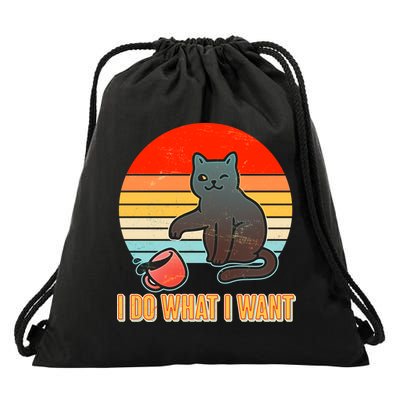I Do What I Want Bad Cat Drawstring Bag