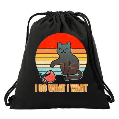 I Do What I Want Bad Cat Drawstring Bag