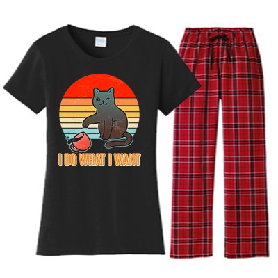 I Do What I Want Bad Cat Women's Flannel Pajama Set