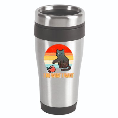 I Do What I Want Bad Cat 16oz Travel Tumbler