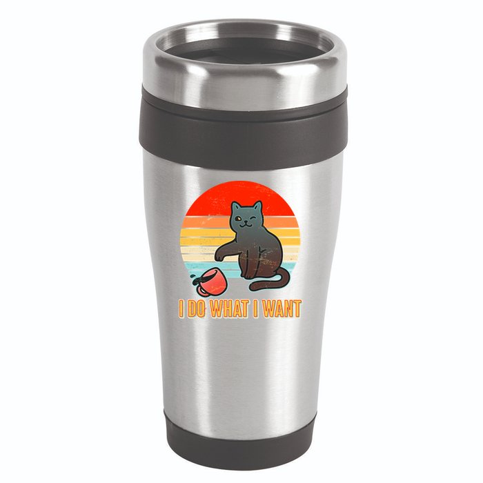 I Do What I Want Bad Cat 16oz Travel Tumbler
