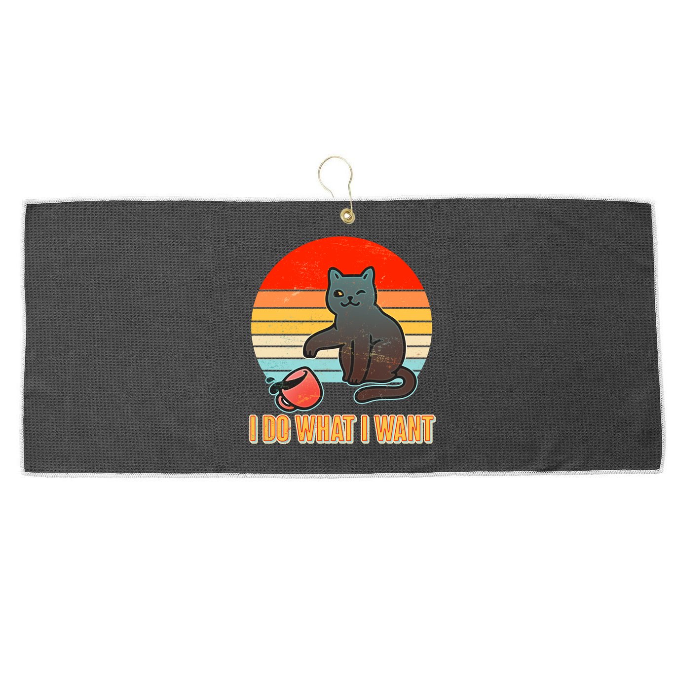 I Do What I Want Bad Cat Large Microfiber Waffle Golf Towel