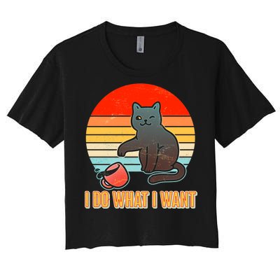 I Do What I Want Bad Cat Women's Crop Top Tee