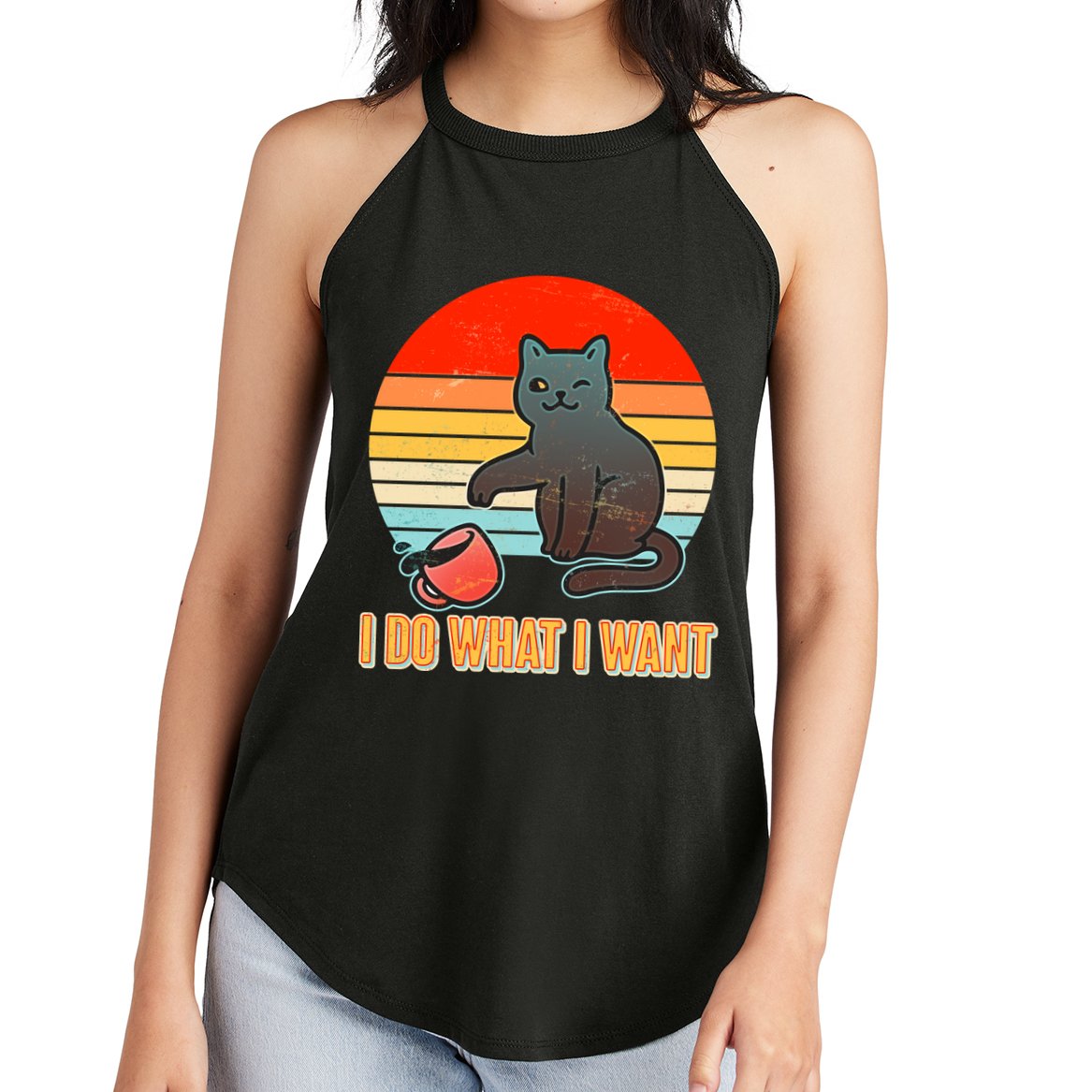 I Do What I Want Bad Cat Women's Perfect Tri Rocker Tank