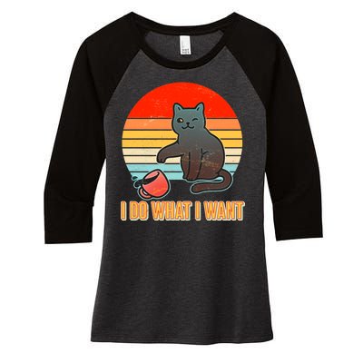 I Do What I Want Bad Cat Women's Tri-Blend 3/4-Sleeve Raglan Shirt