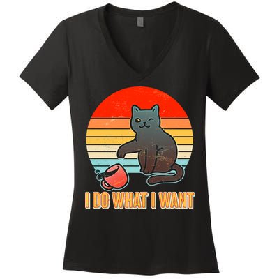 I Do What I Want Bad Cat Women's V-Neck T-Shirt
