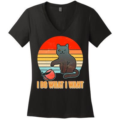 I Do What I Want Bad Cat Women's V-Neck T-Shirt