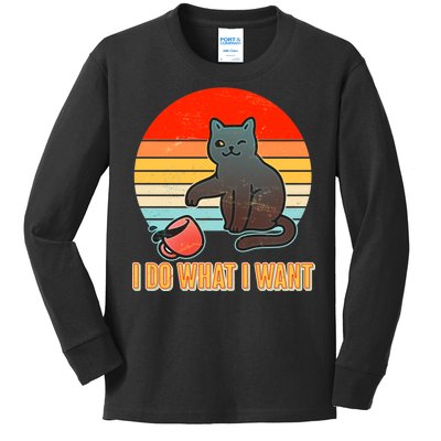 I Do What I Want Bad Cat Kids Long Sleeve Shirt