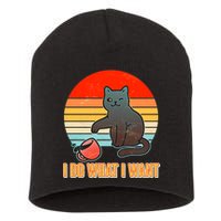 I Do What I Want Bad Cat Short Acrylic Beanie