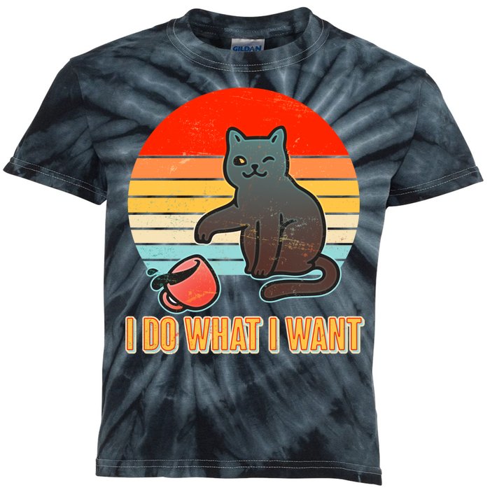 I Do What I Want Bad Cat Kids Tie-Dye T-Shirt