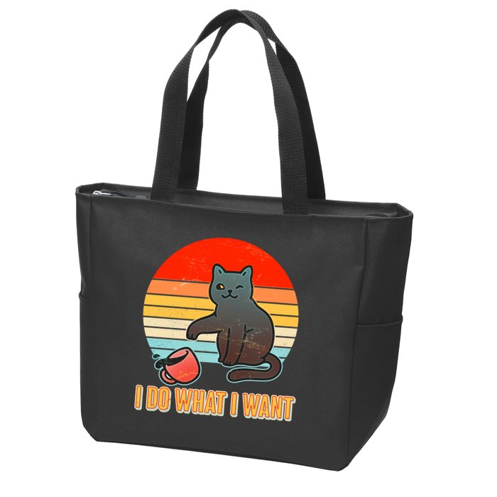 I Do What I Want Bad Cat Zip Tote Bag