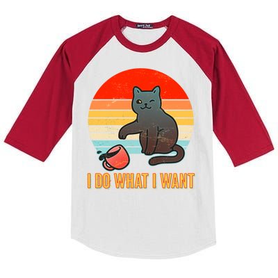 I Do What I Want Bad Cat Kids Colorblock Raglan Jersey