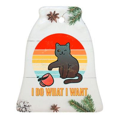 I Do What I Want Bad Cat Ceramic Bell Ornament