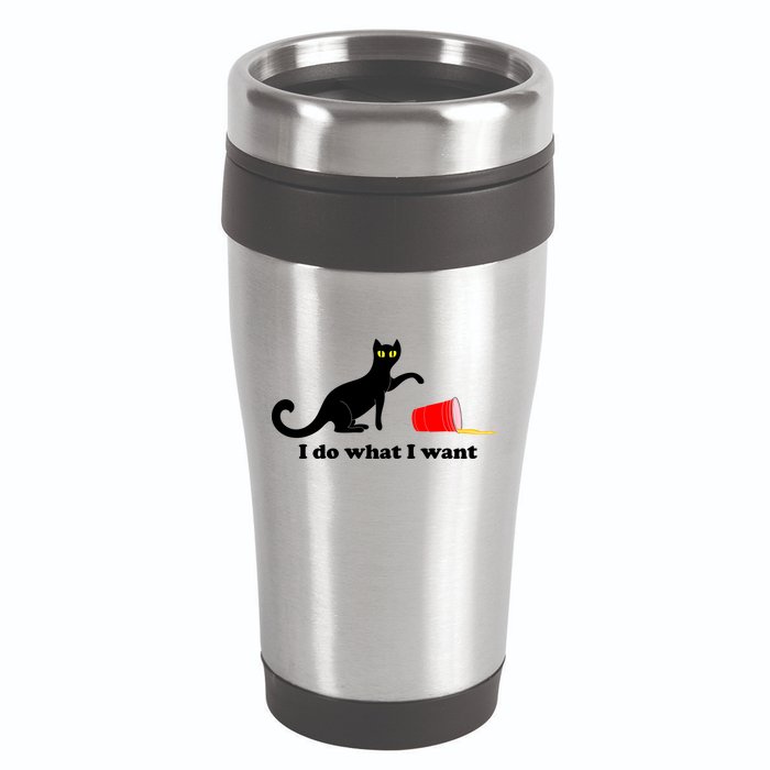 I Do What I Want Evil Cat 16oz Travel Tumbler