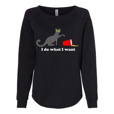 I Do What I Want Evil Cat Womens California Wash Sweatshirt