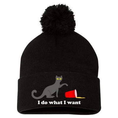 I Do What I Want Evil Cat Pom Pom 12in Knit Beanie