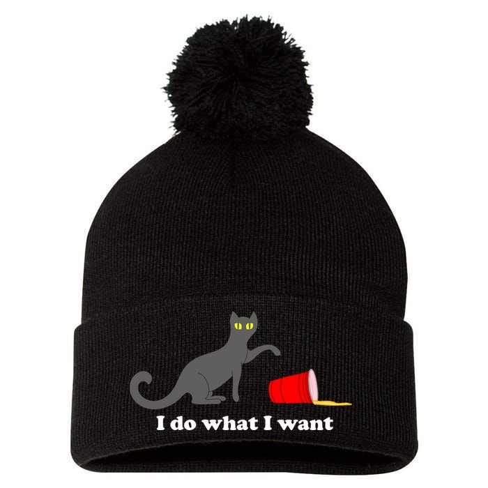 I Do What I Want Evil Cat Pom Pom 12in Knit Beanie