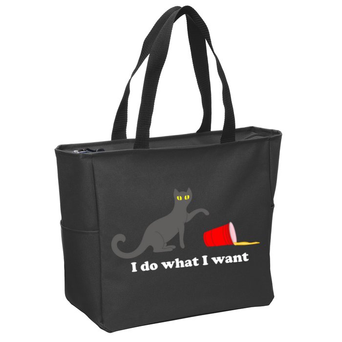 I Do What I Want Evil Cat Zip Tote Bag