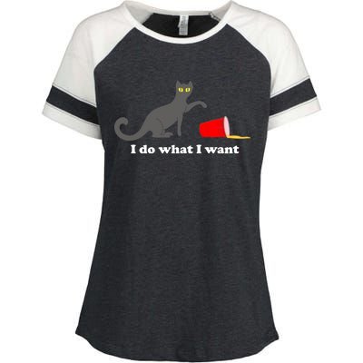 I Do What I Want Evil Cat Enza Ladies Jersey Colorblock Tee