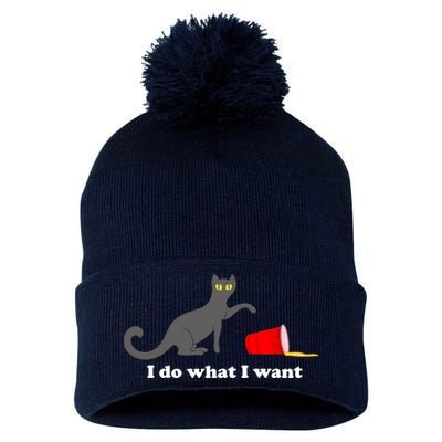 I Do What I Want Evil Cat Pom Pom 12in Knit Beanie