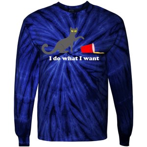 I Do What I Want Evil Cat Tie-Dye Long Sleeve Shirt