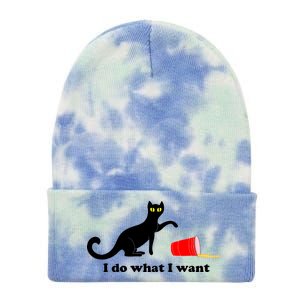 I Do What I Want Evil Cat Tie Dye 12in Knit Beanie