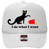 I Do What I Want Evil Cat High Crown Mesh Back Trucker Hat