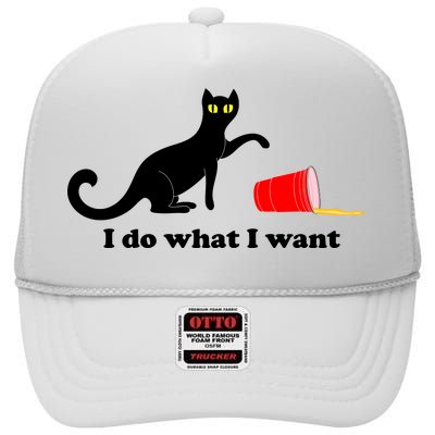 I Do What I Want Evil Cat High Crown Mesh Back Trucker Hat