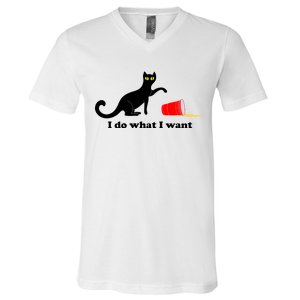 I Do What I Want Evil Cat V-Neck T-Shirt