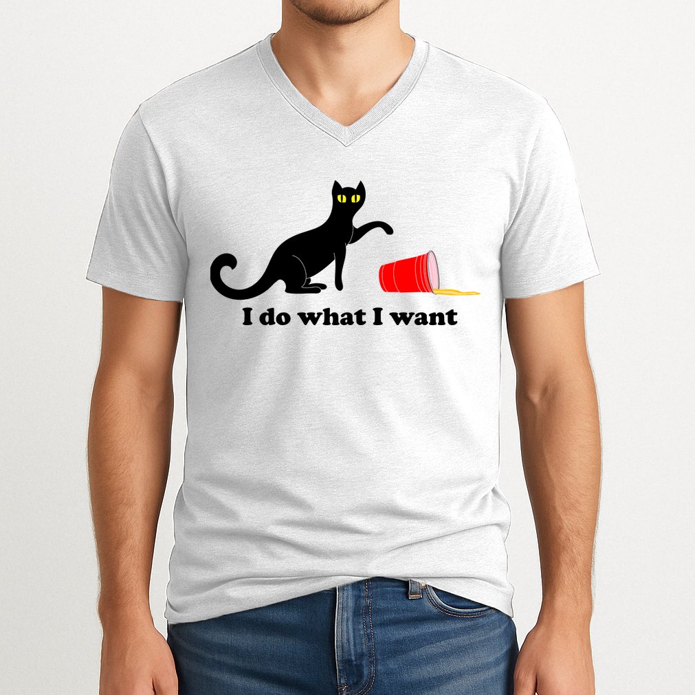 I Do What I Want Evil Cat V-Neck T-Shirt