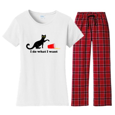 I Do What I Want Evil Cat Women's Flannel Pajama Set