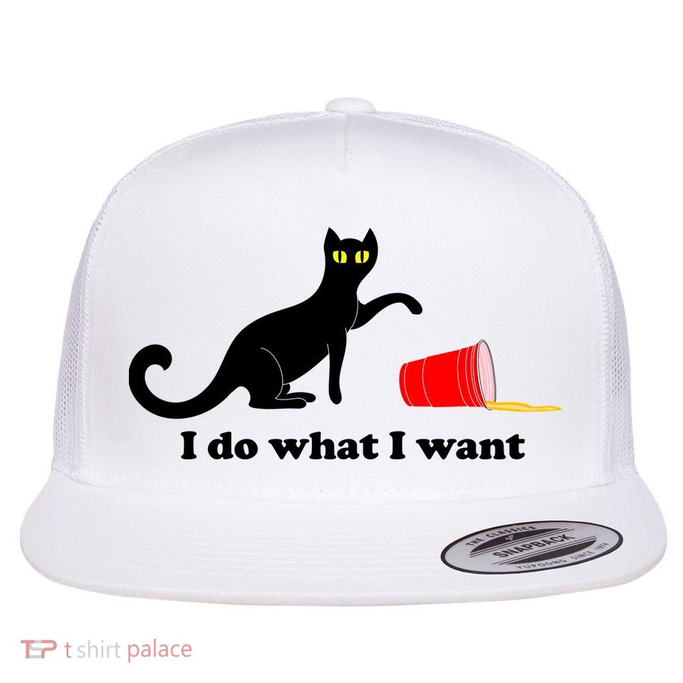 I Do What I Want Evil Cat Flat Bill Trucker Hat
