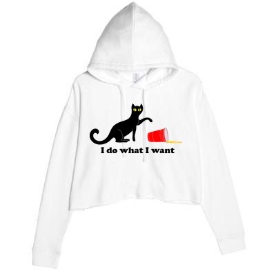 I Do What I Want Evil Cat Crop Fleece Hoodie