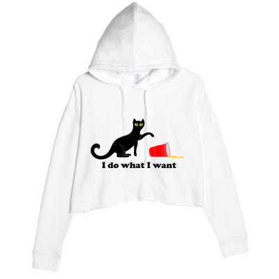 I Do What I Want Evil Cat Crop Fleece Hoodie