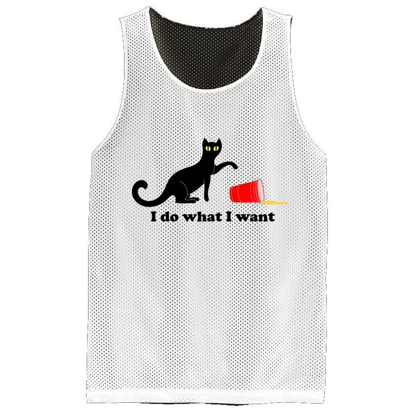 I Do What I Want Evil Cat Mesh Reversible Basketball Jersey Tank