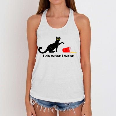 I Do What I Want Evil Cat Women's Knotted Racerback Tank