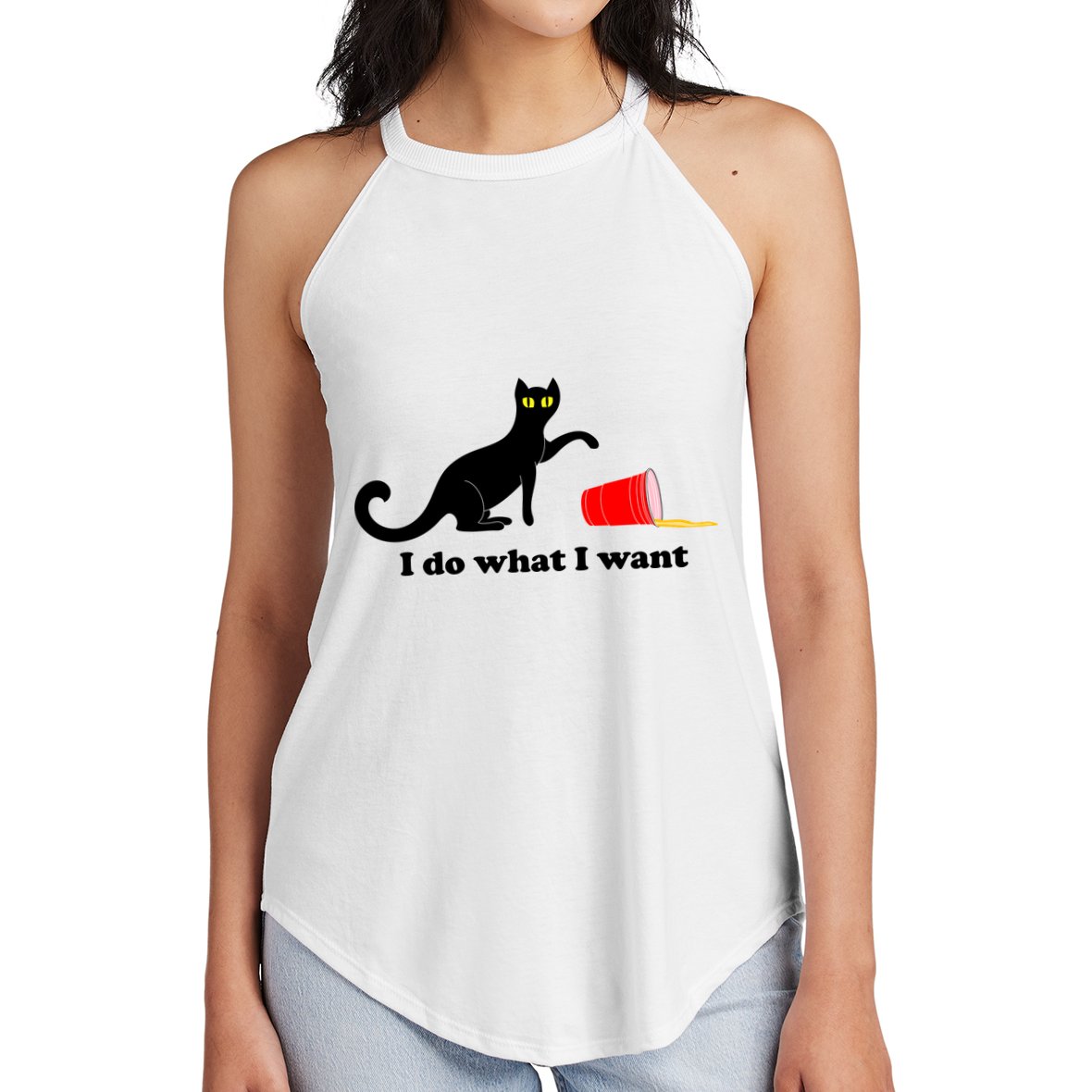 I Do What I Want Evil Cat Women's Perfect Tri Rocker Tank