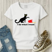 I Do What I Want Evil Cat Womens T-Shirt