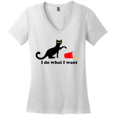 I Do What I Want Evil Cat Women's V-Neck T-Shirt