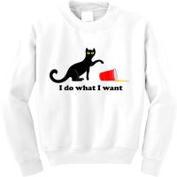I Do What I Want Evil Cat Kids Sweatshirt