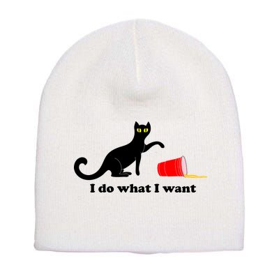 I Do What I Want Evil Cat Short Acrylic Beanie