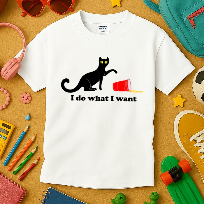 I Do What I Want Evil Cat Kids T-Shirt