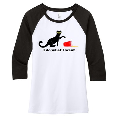 I Do What I Want Evil Cat Women's Tri-Blend 3/4-Sleeve Raglan Shirt