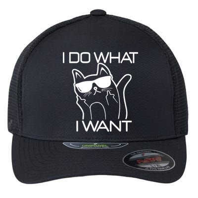 I Do What I Want Funny Cat Flexfit Unipanel Trucker Cap